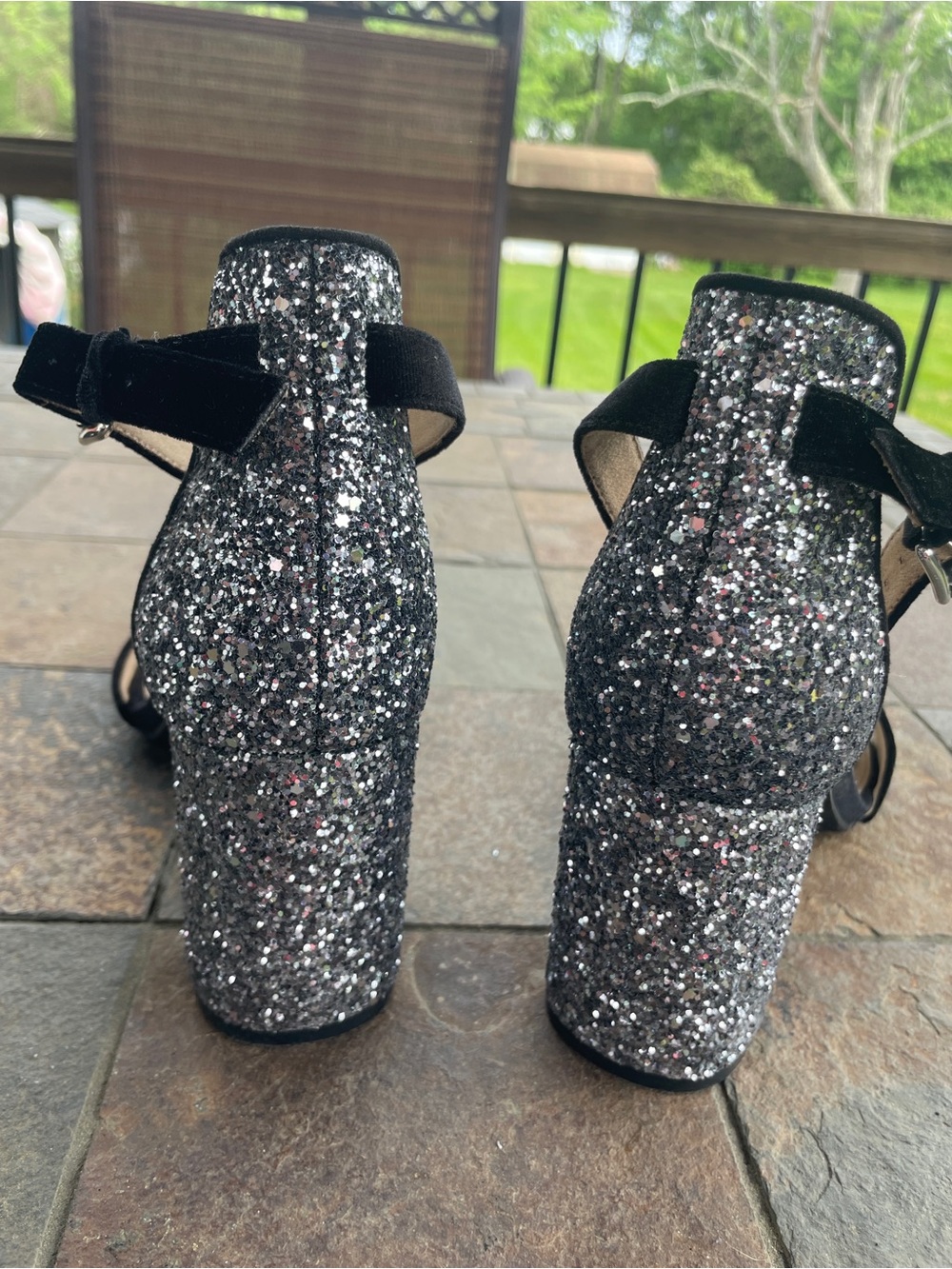 Old Navy
Women’s Black Glitter Block Heel 
With ankle strap